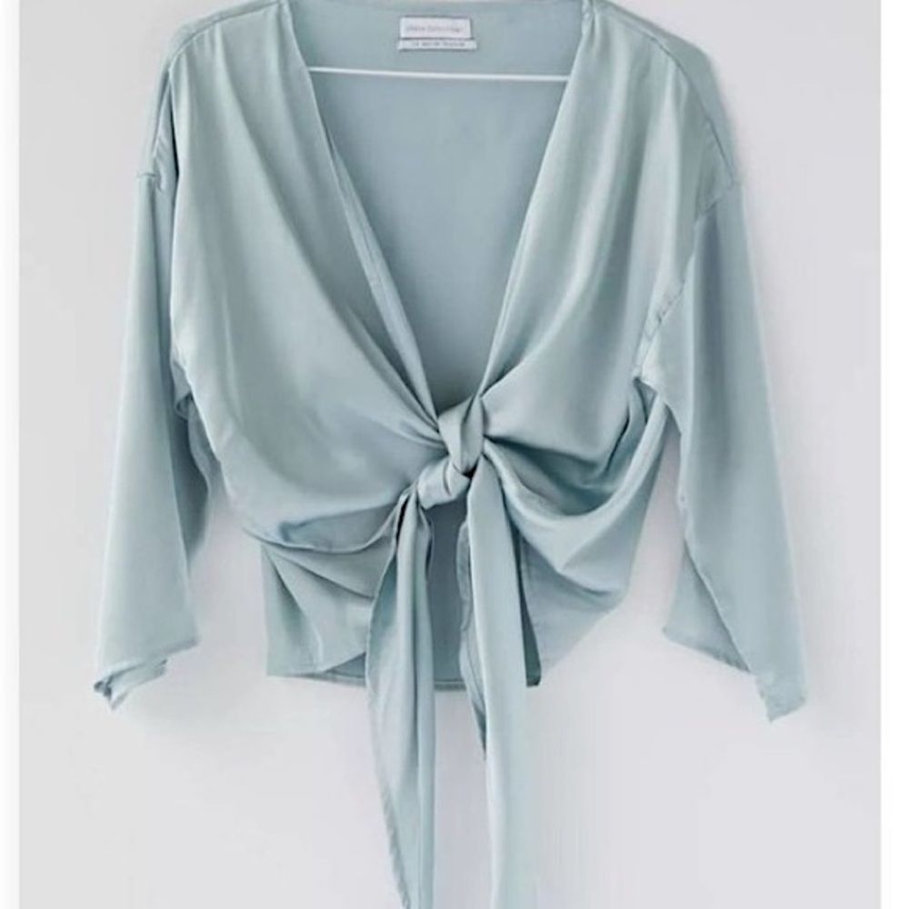 Urban Outfitters Nicole Satin Top - Slate Blue